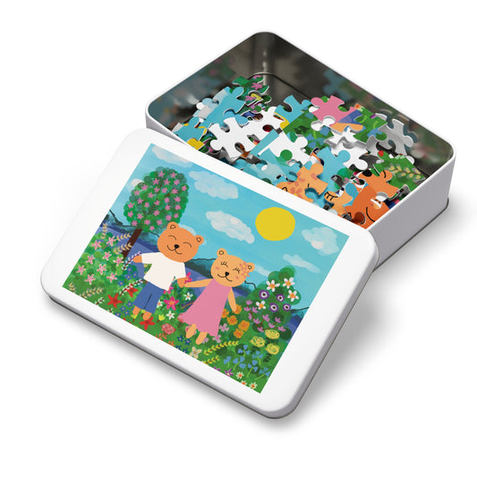 Jigsaw Puzzle with Tin (Blooming love)