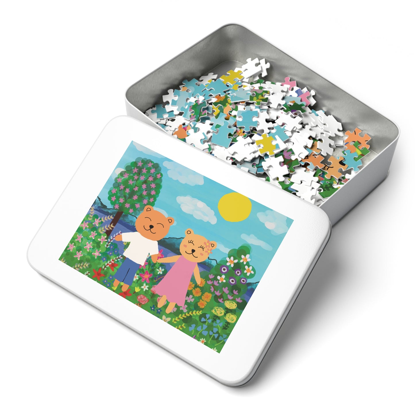 Jigsaw Puzzle with Tin (Blooming love)