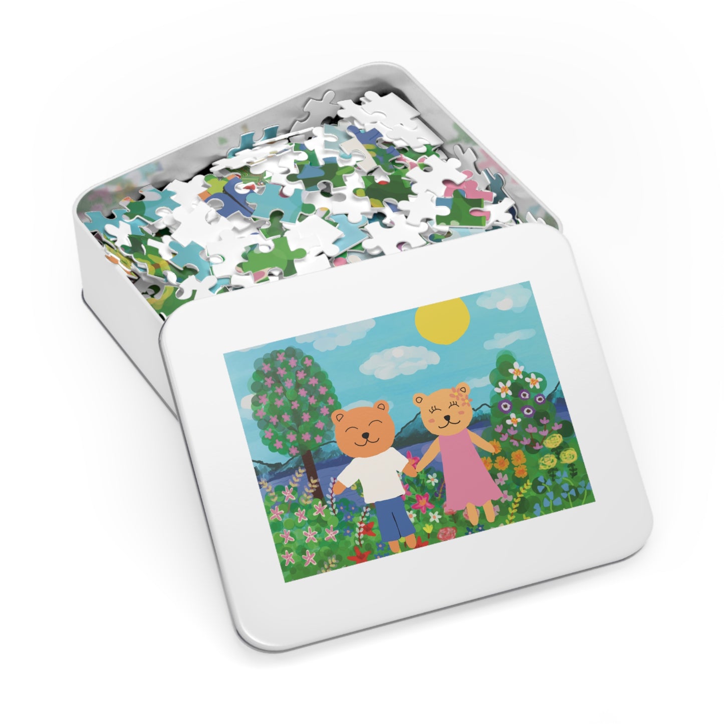 Jigsaw Puzzle with Tin (Blooming love)