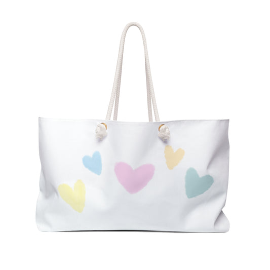 Weekender Bag (Hearts)-White