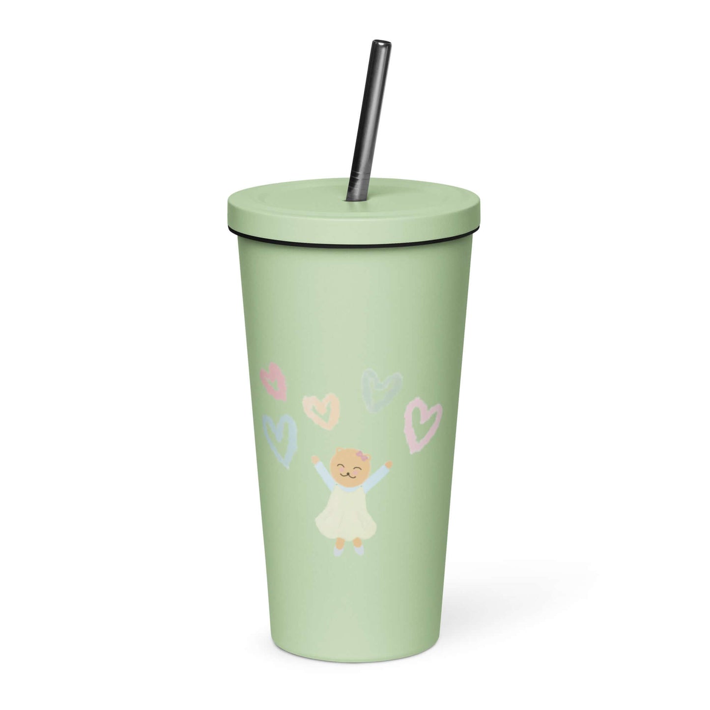 Insulated tumbler with a straw