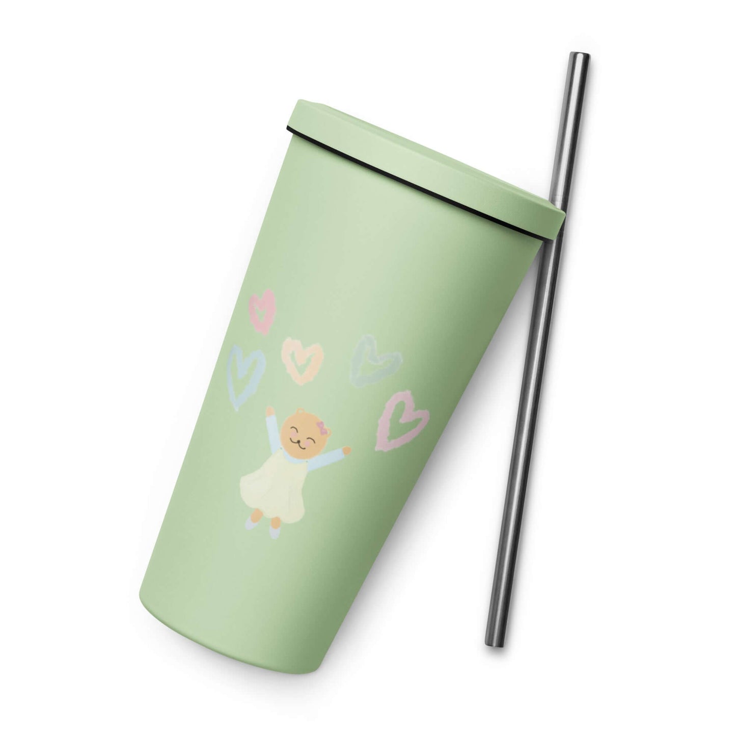 Insulated tumbler with a straw