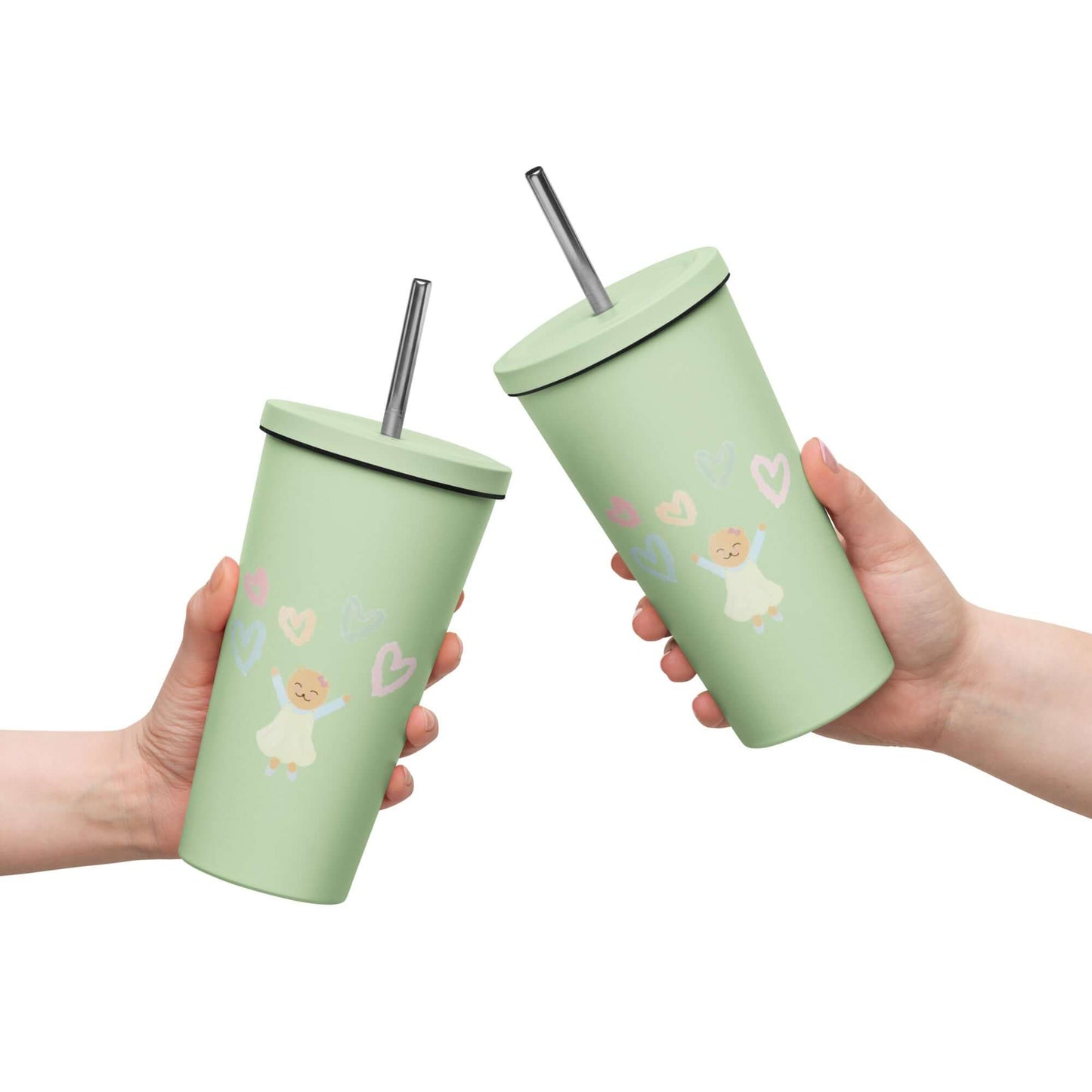 Insulated tumbler with a straw