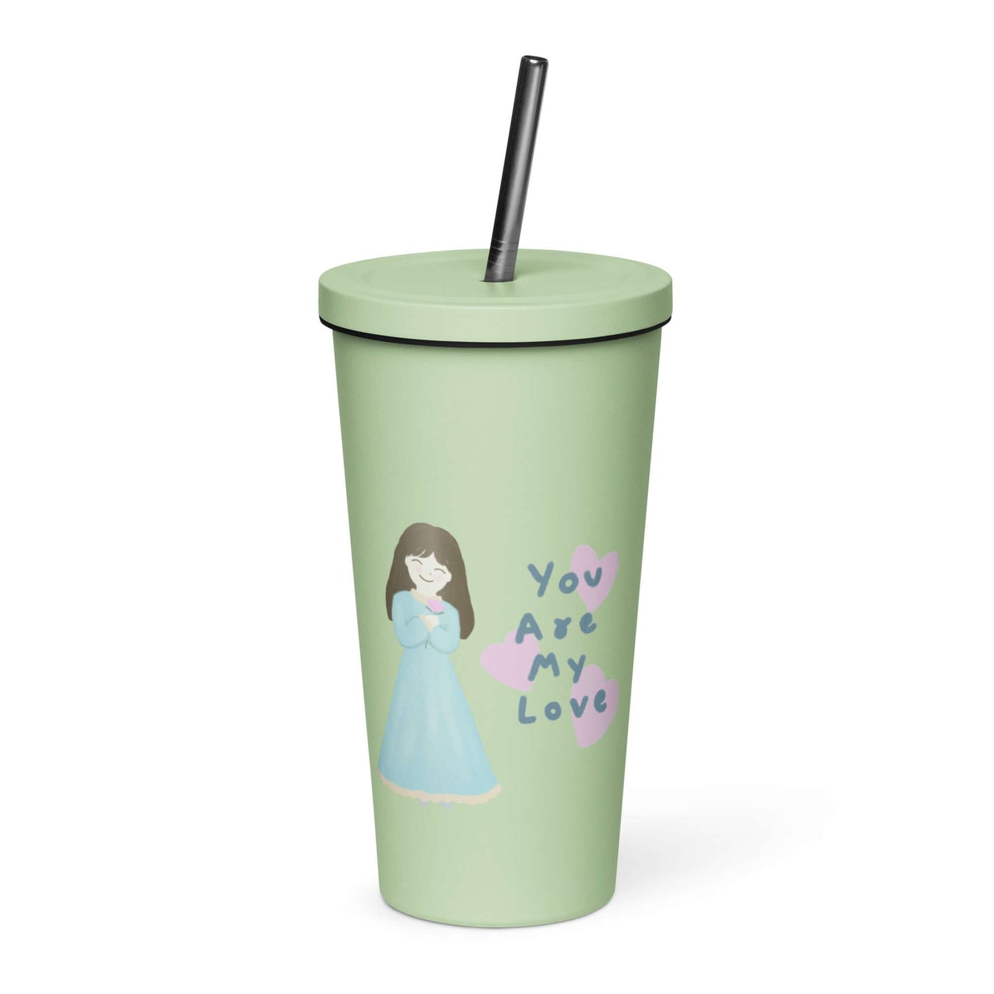 Insulated tumbler with a straw (You Are My Love)