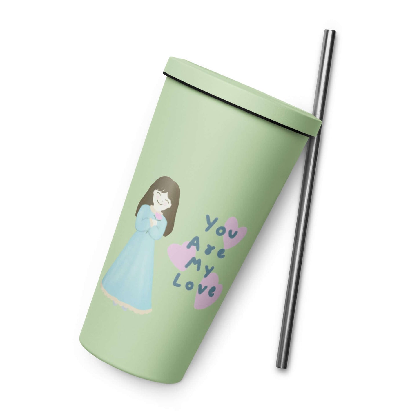 Insulated tumbler with a straw (You Are My Love)