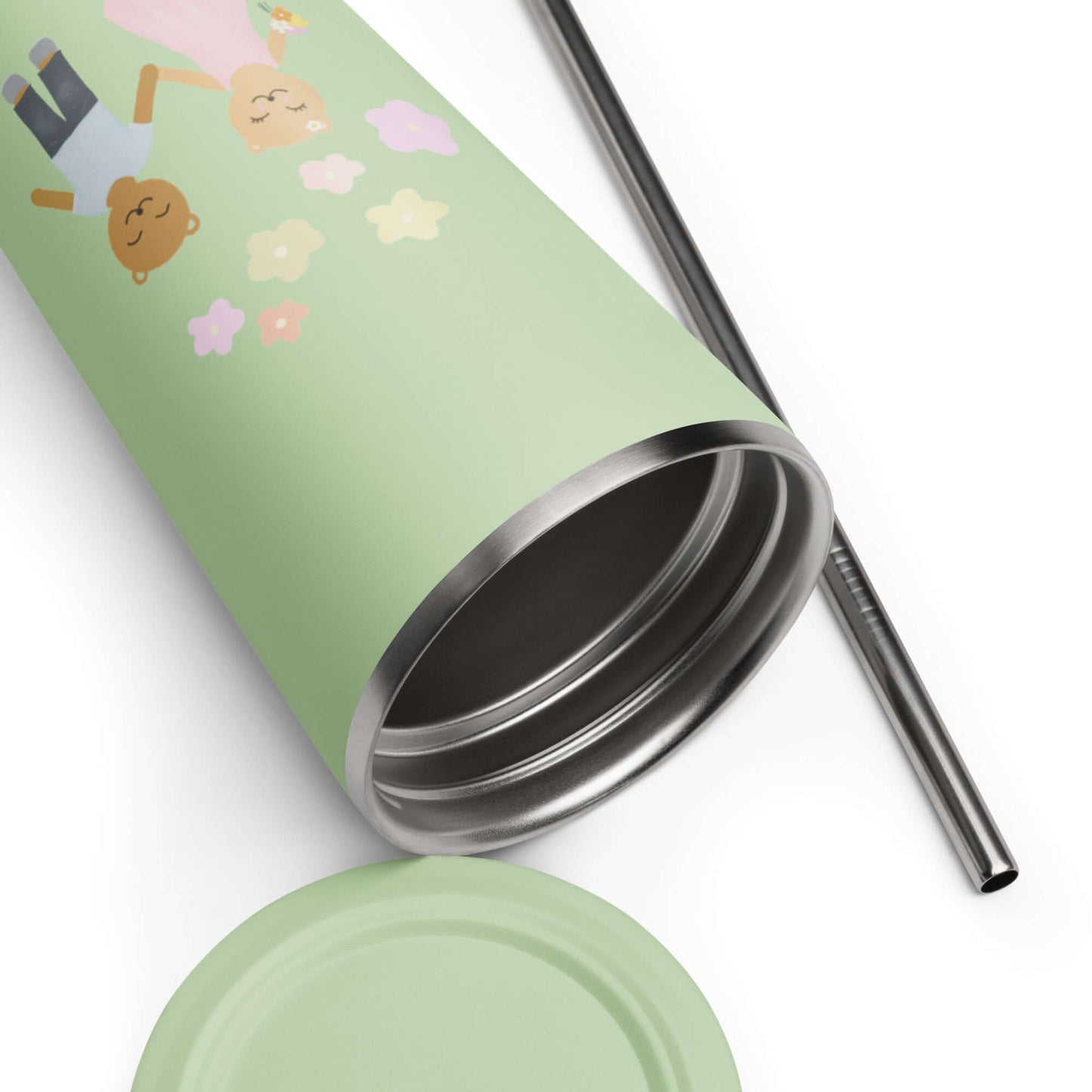 Insulated tumbler with a straw