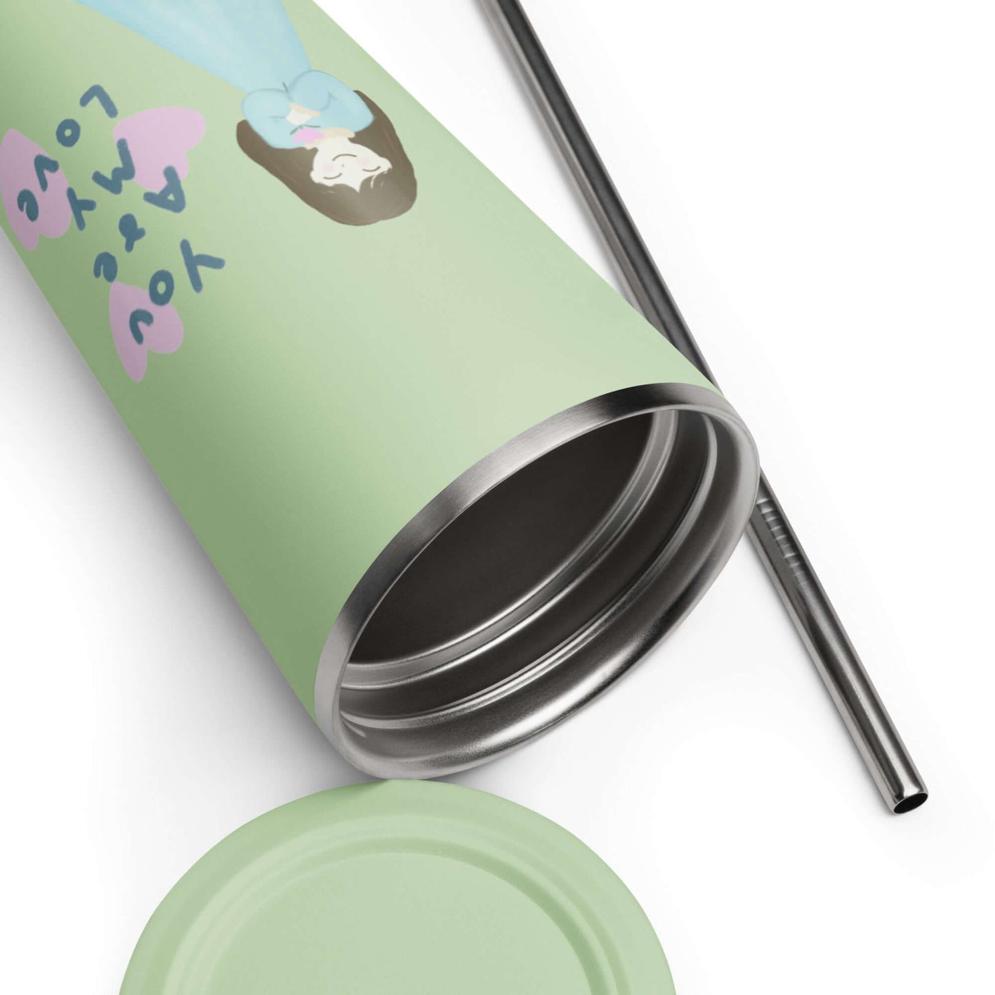 Insulated tumbler with a straw (You Are My Love)