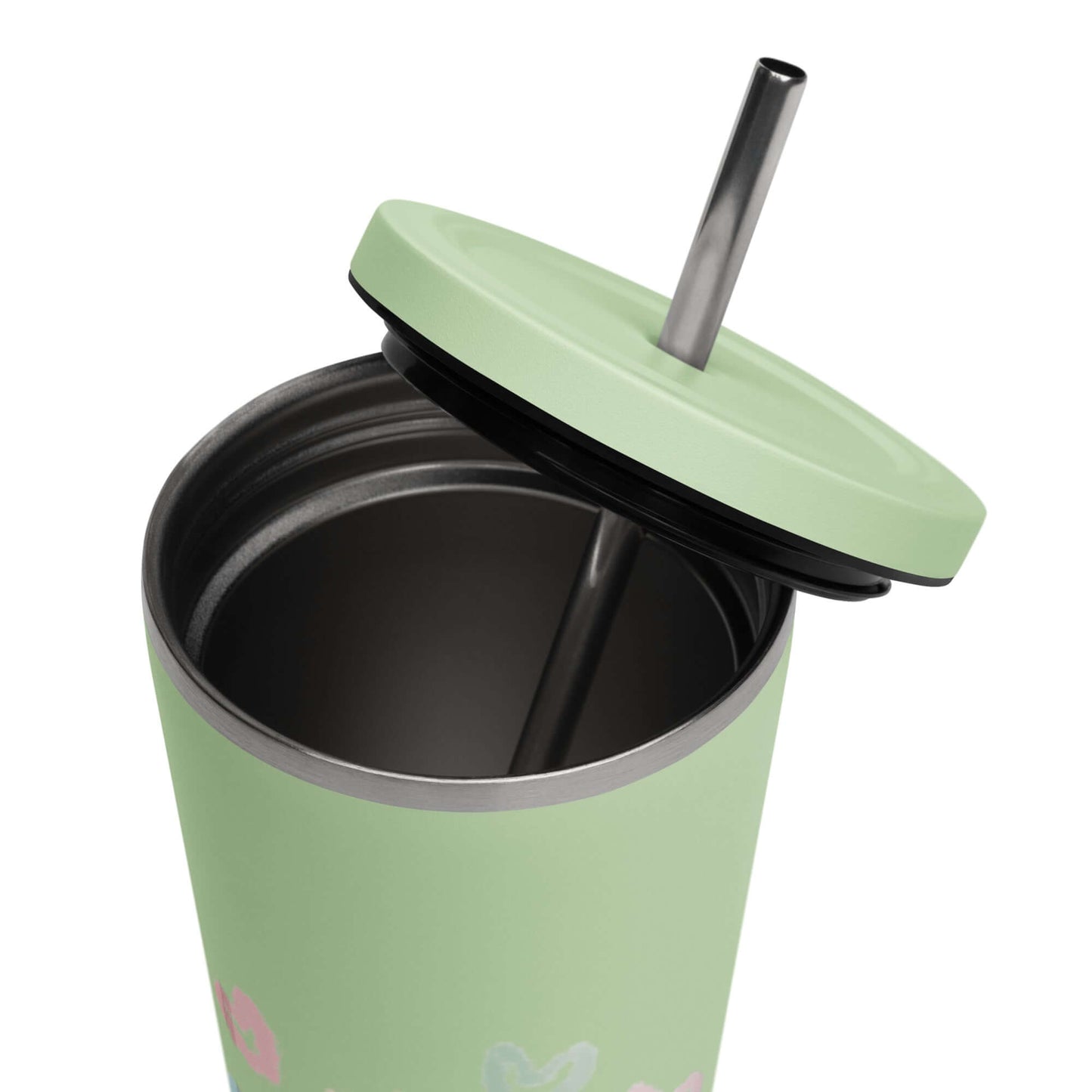 Insulated tumbler with a straw