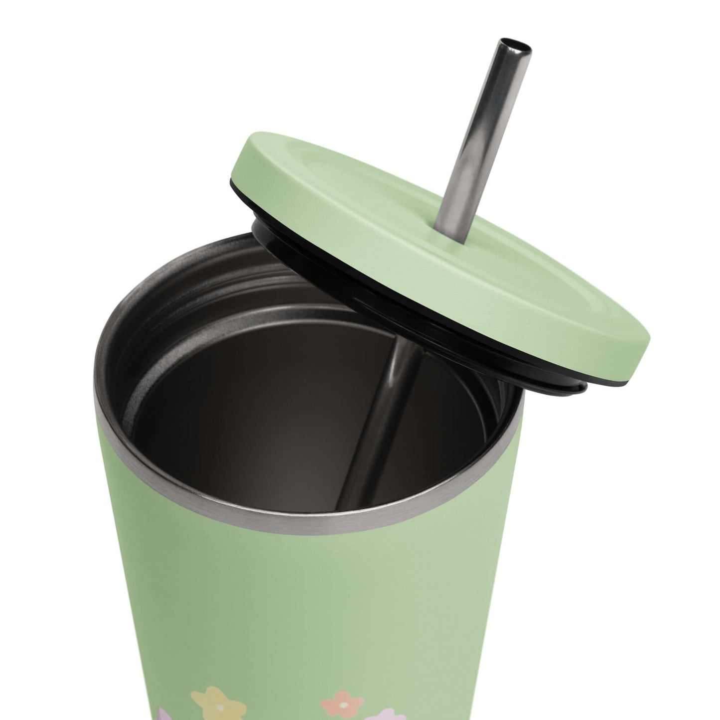 Insulated tumbler with a straw