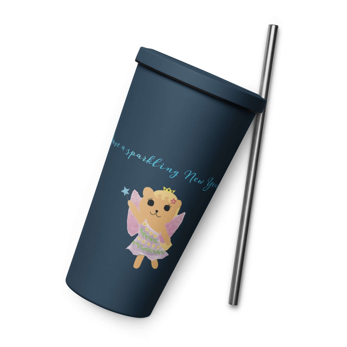 Insulated tumbler with a straw (Have a sparkling New Year!)