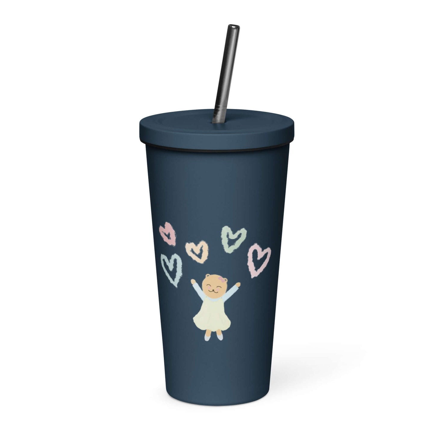 Insulated tumbler with a straw