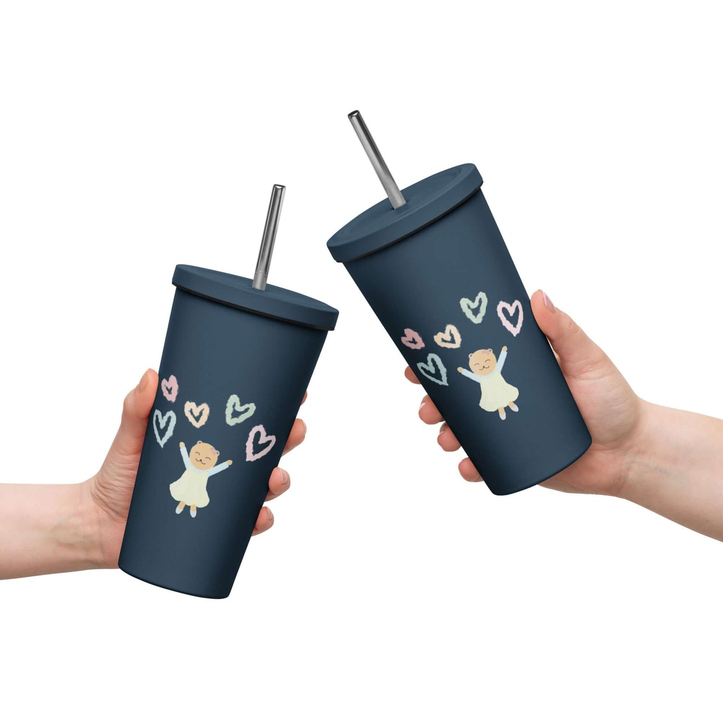 Insulated tumbler with a straw