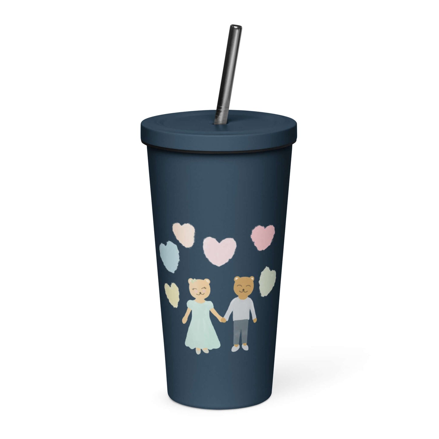 Insulated tumbler with a straw