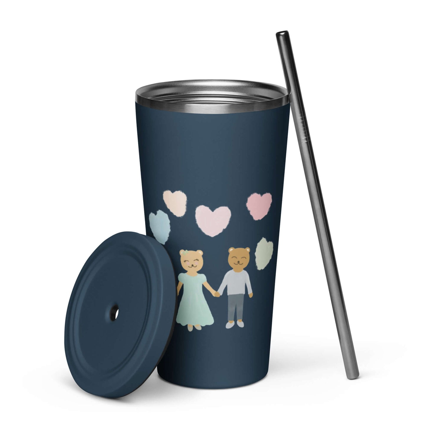 Insulated tumbler with a straw