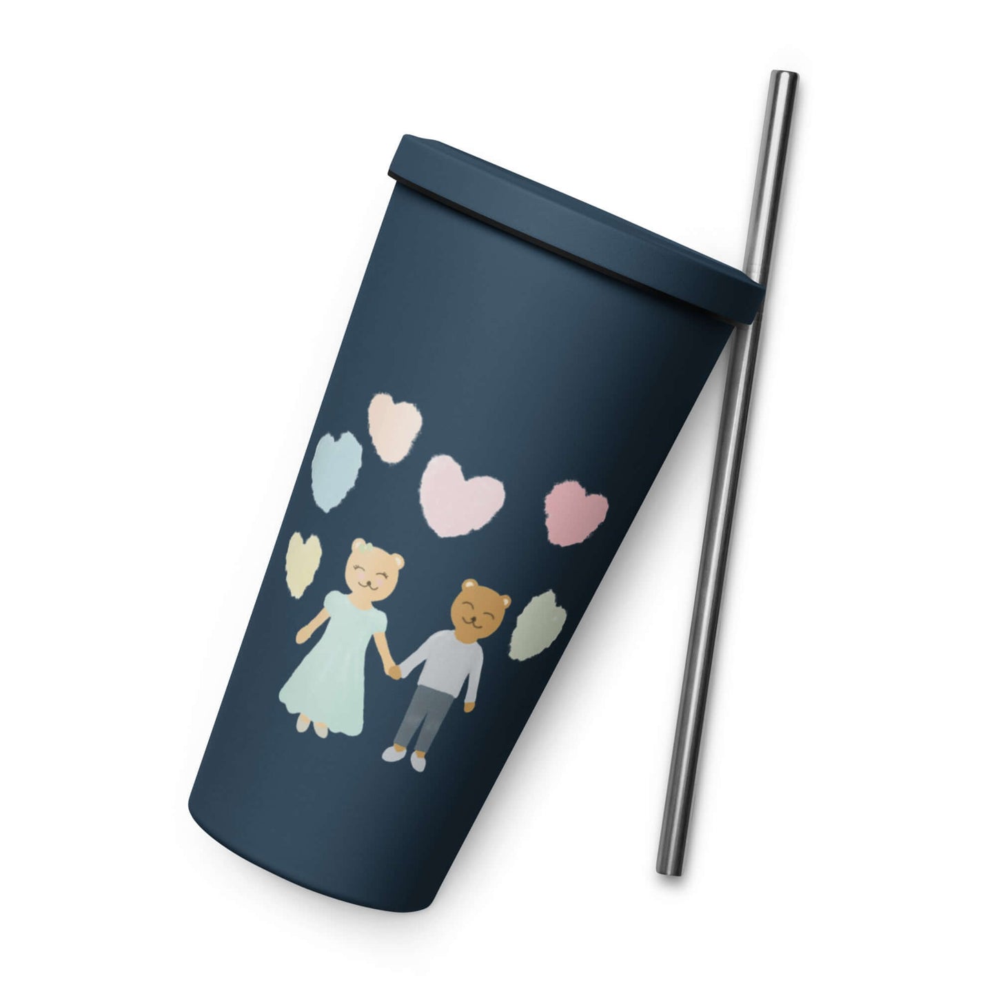 Insulated tumbler with a straw