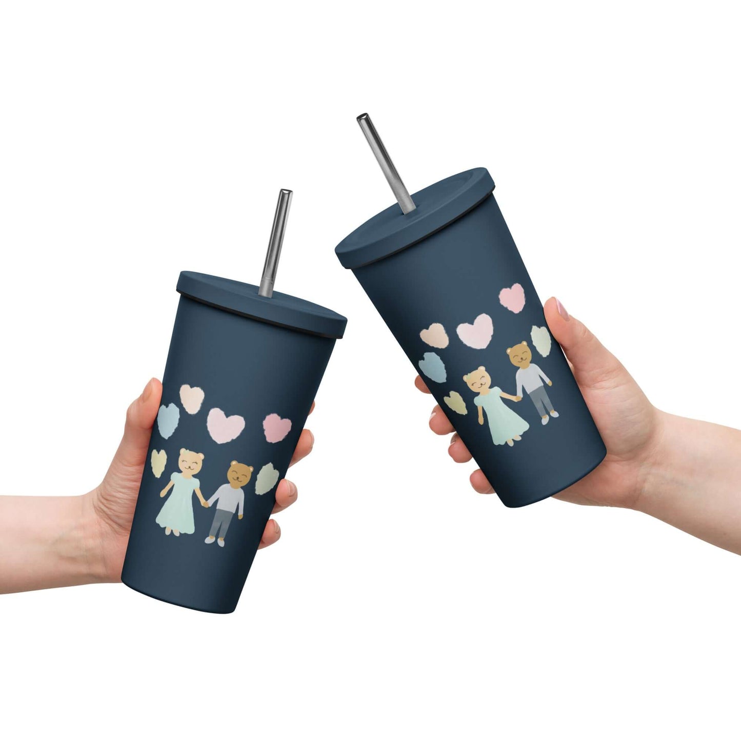 Insulated tumbler with a straw