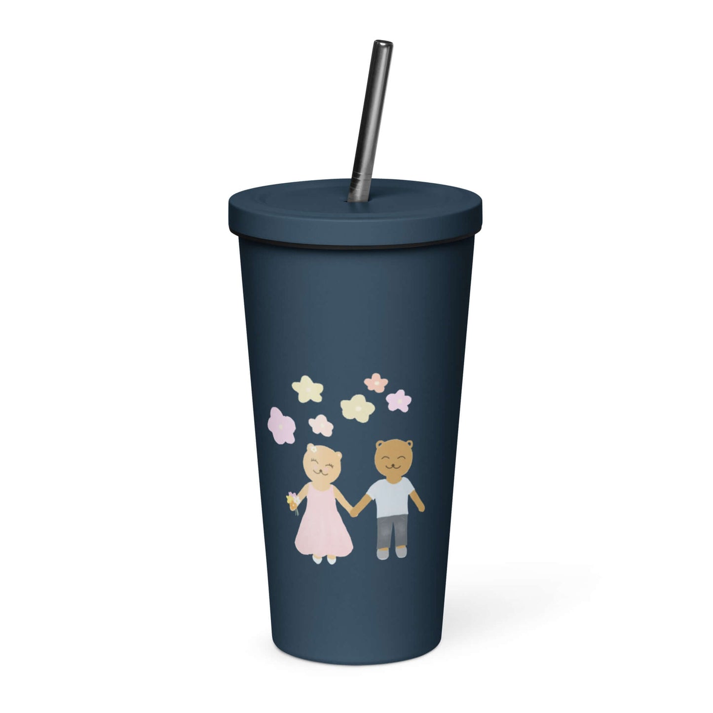 Insulated tumbler with a straw