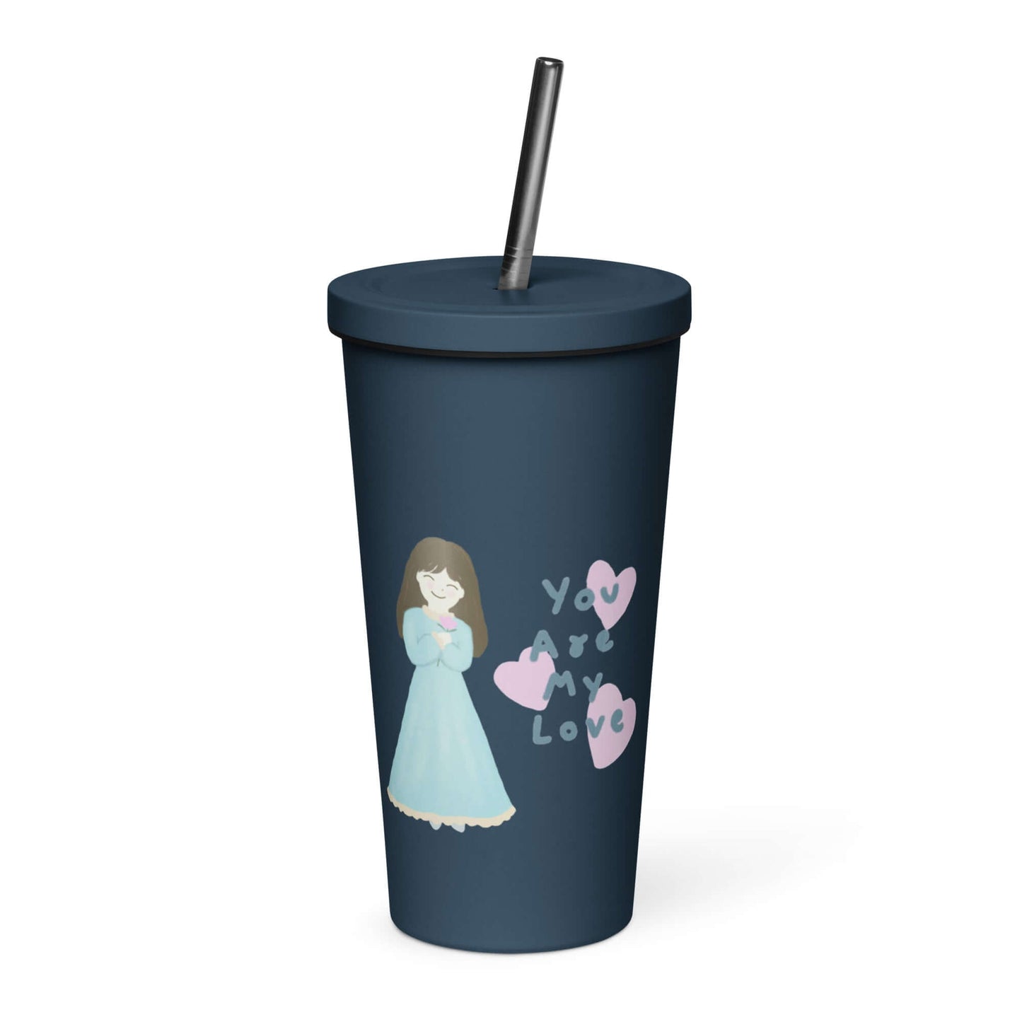 Insulated tumbler with a straw (You Are My Love)