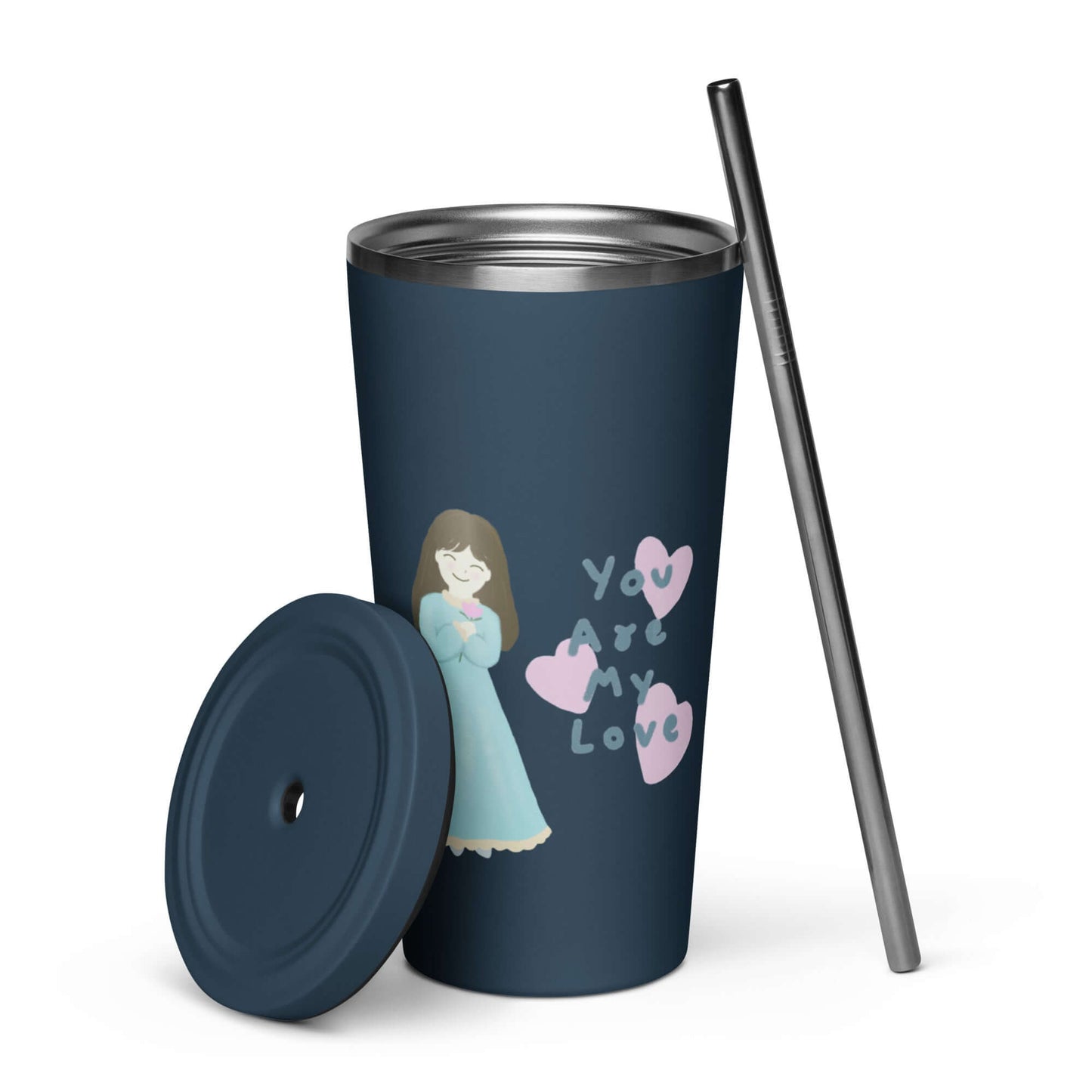 Insulated tumbler with a straw (You Are My Love)