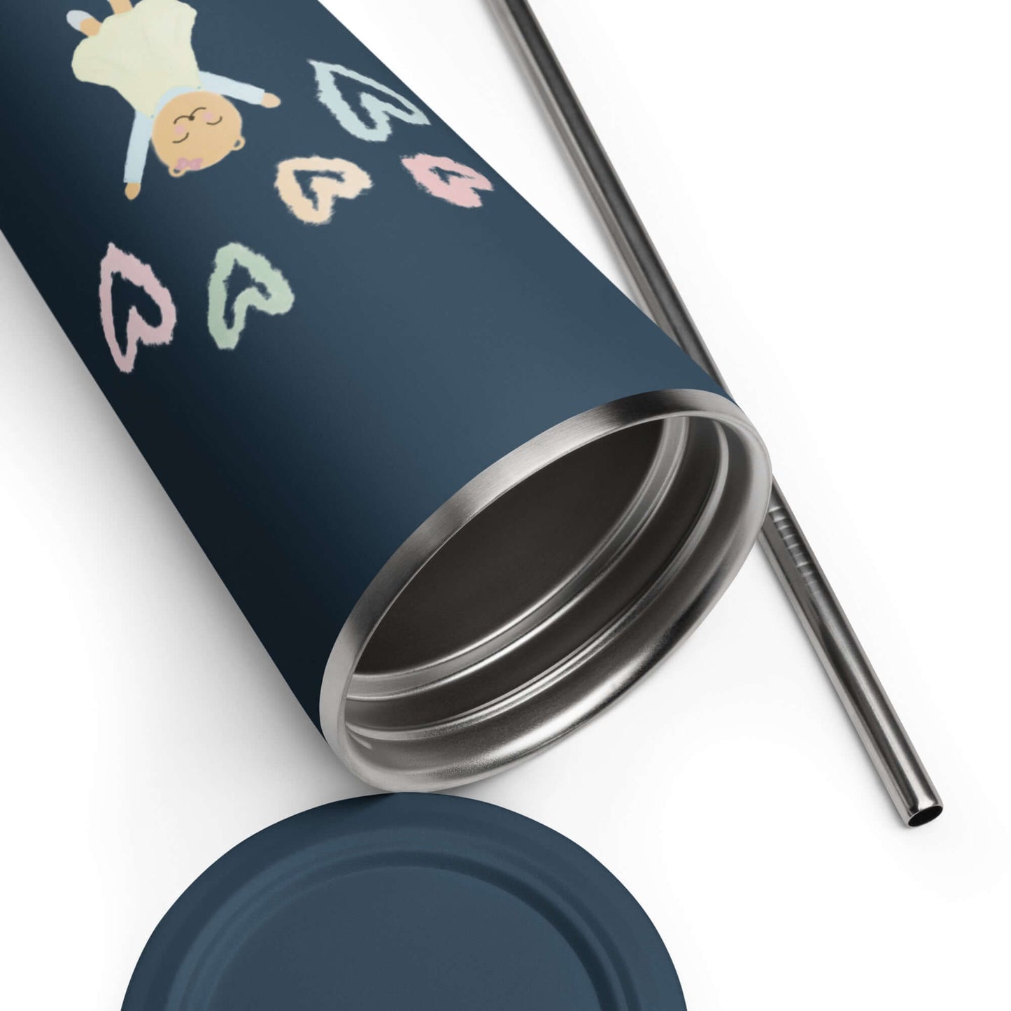 Insulated tumbler with a straw