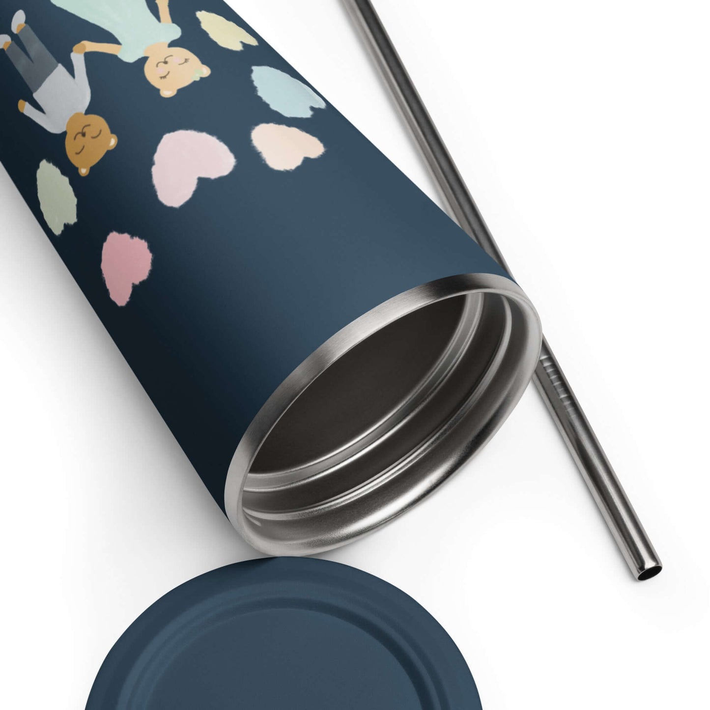 Insulated tumbler with a straw