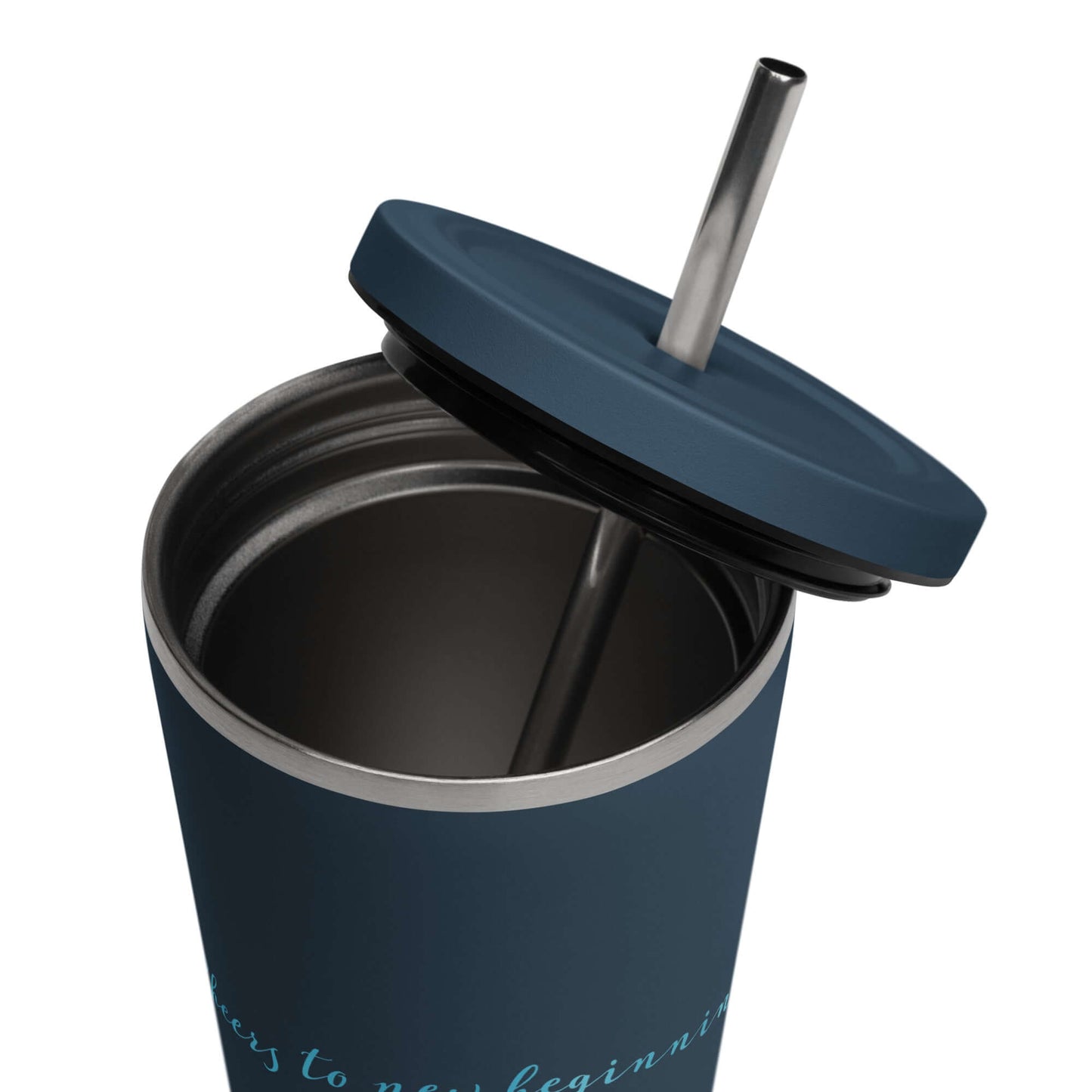 Insulated tumbler with a straw (Cheers to new beginnings)