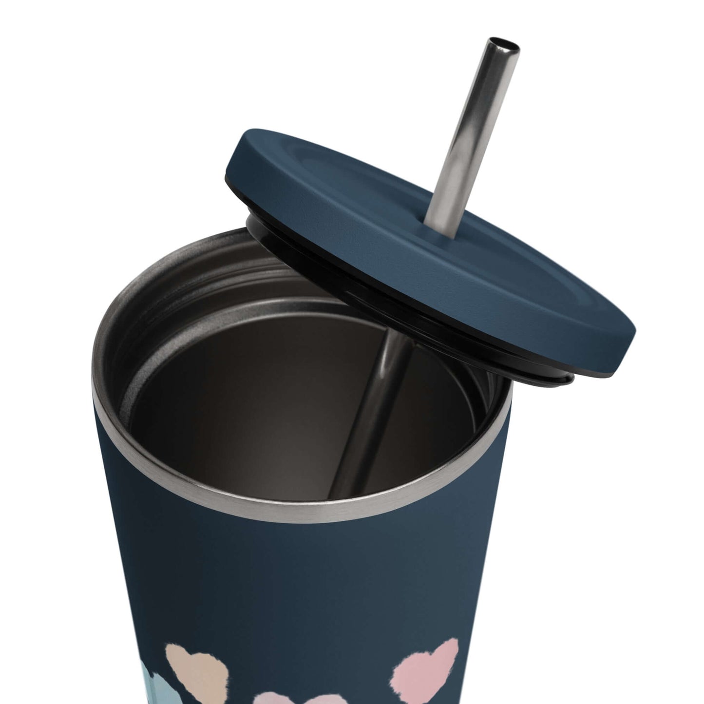 Insulated tumbler with a straw