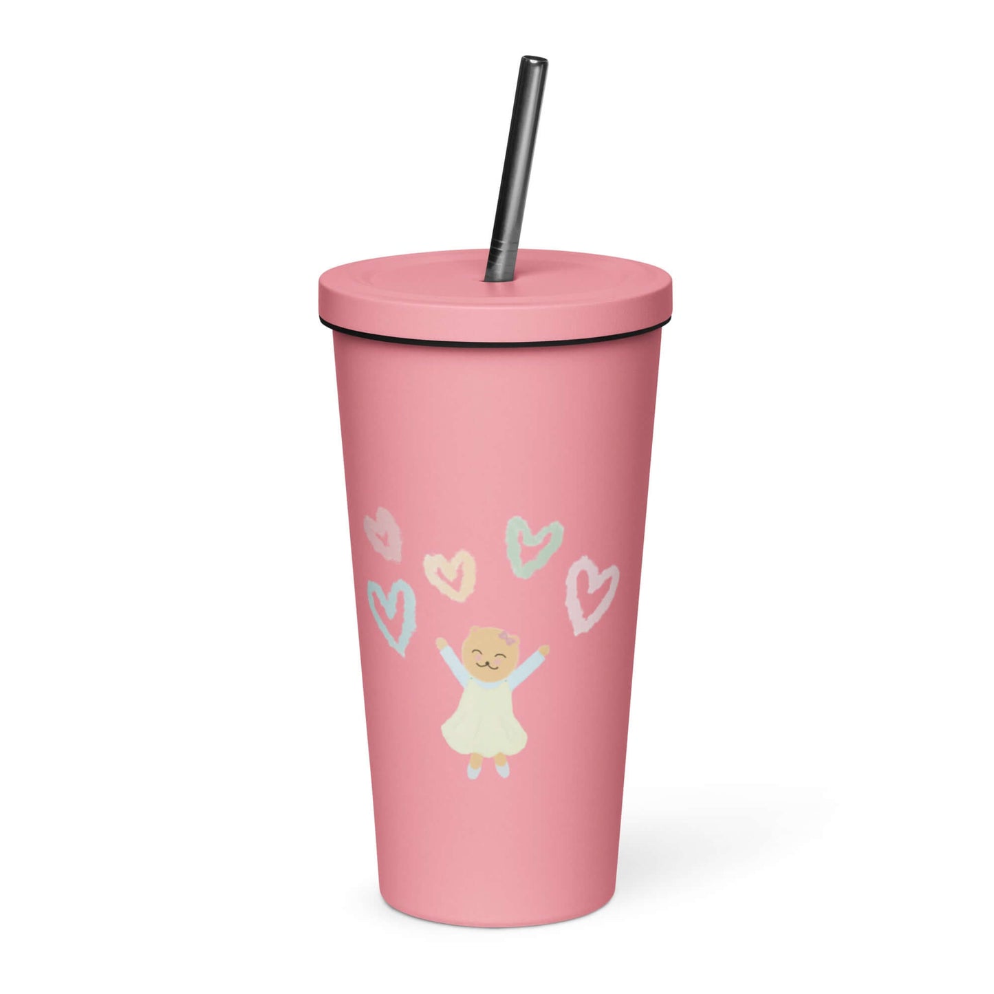 Insulated tumbler with a straw