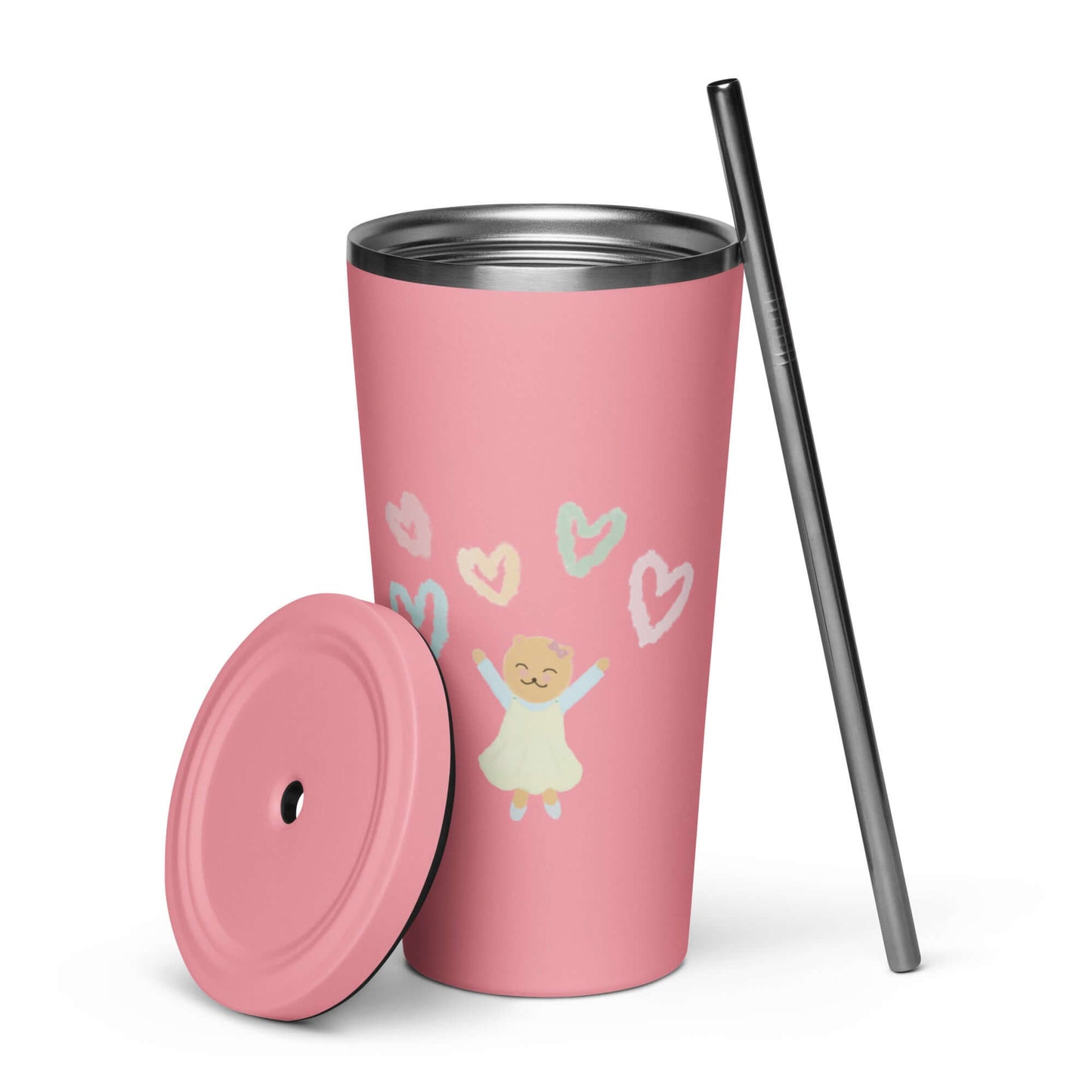 Insulated tumbler with a straw