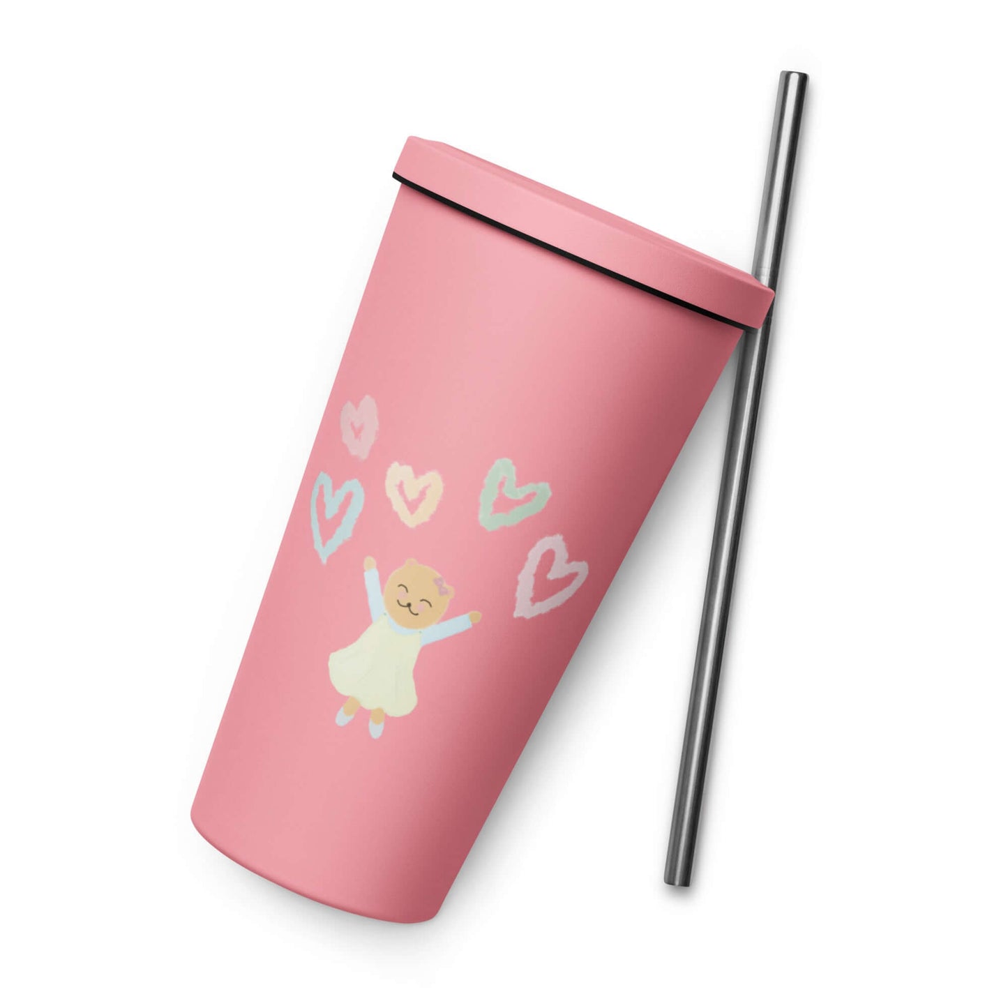 Insulated tumbler with a straw