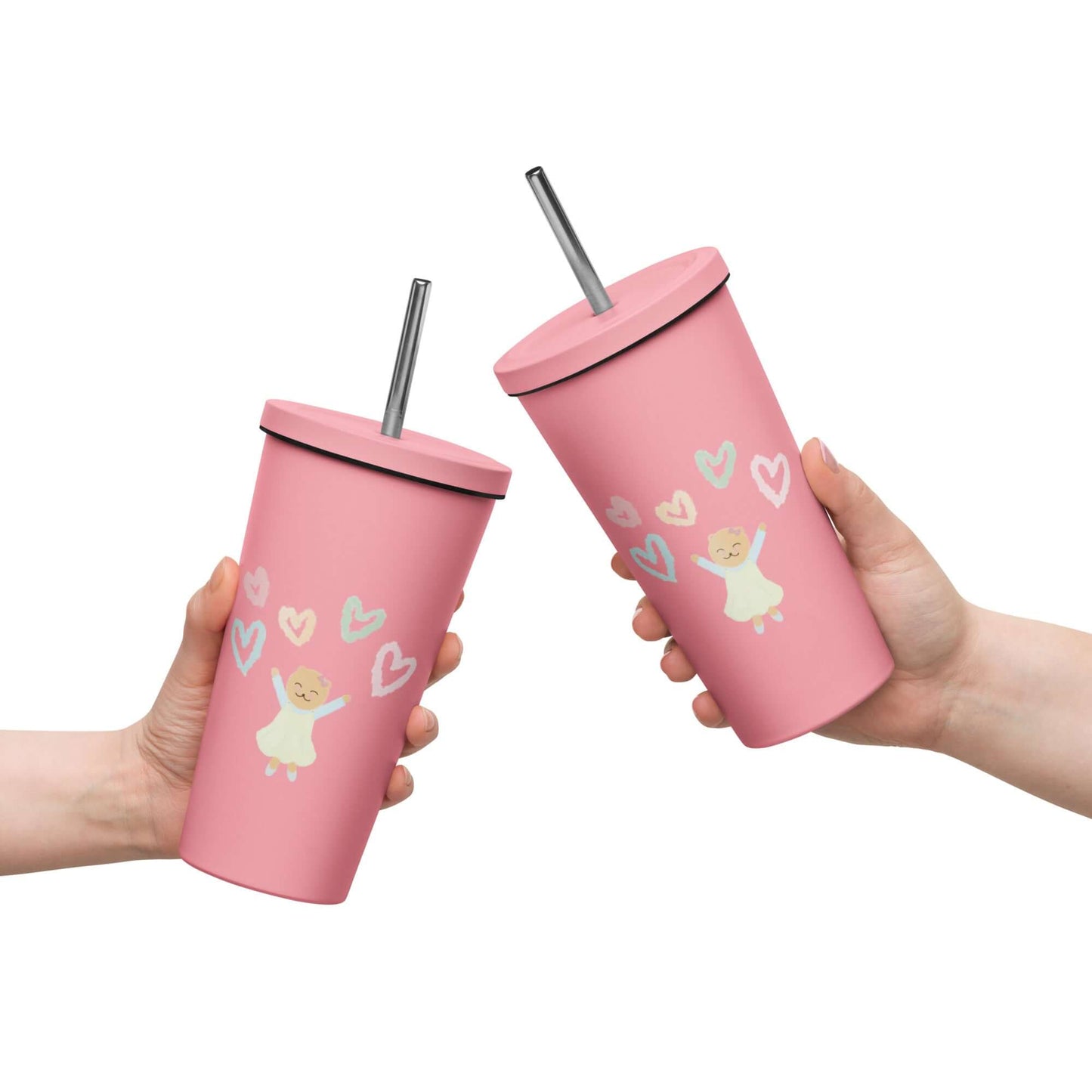 Insulated tumbler with a straw