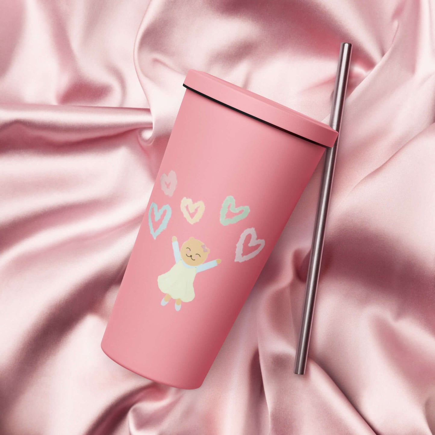 Insulated tumbler with a straw