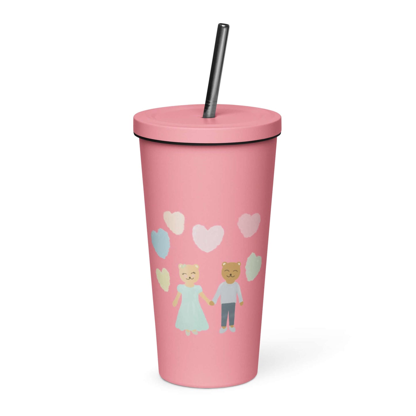 Insulated tumbler with a straw