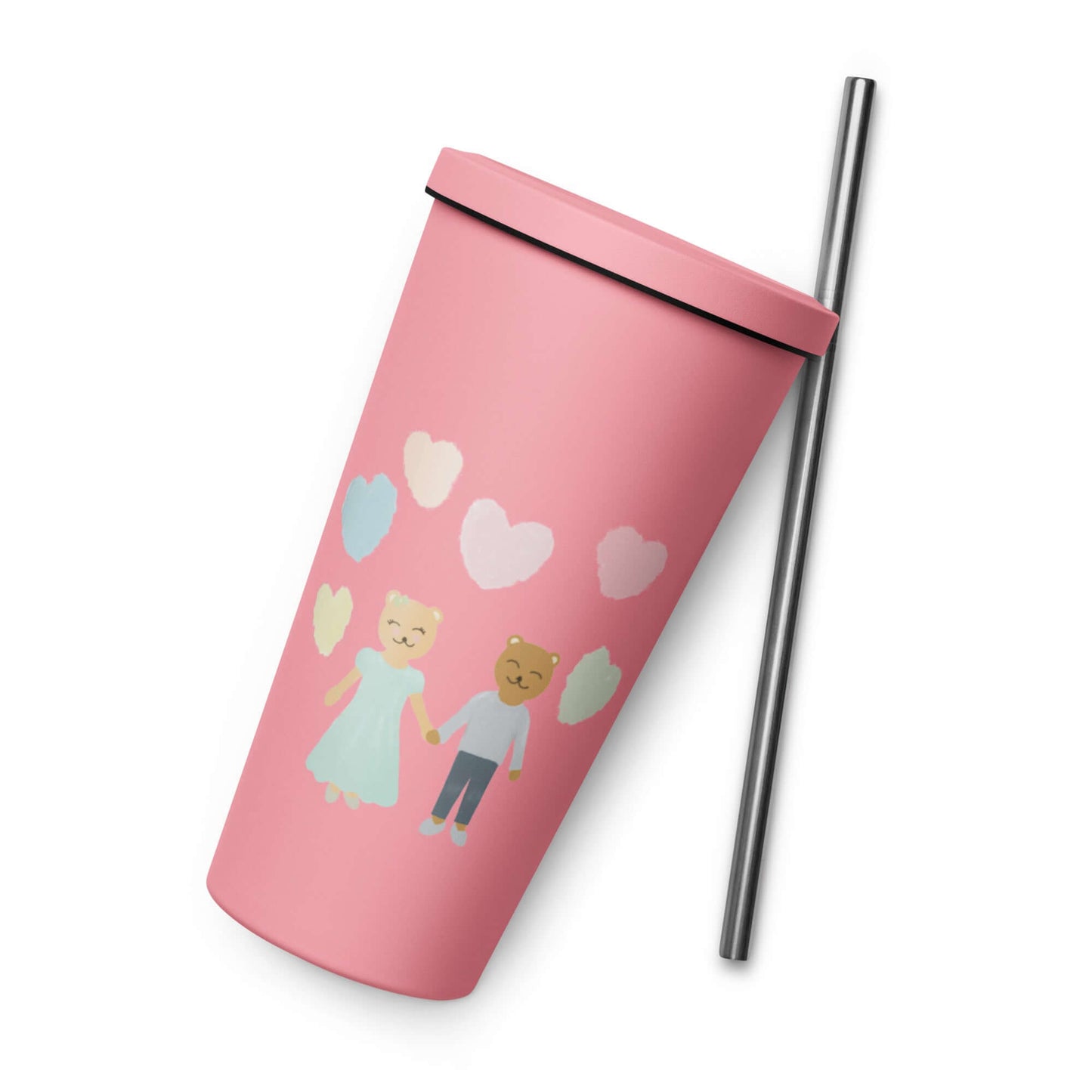 Insulated tumbler with a straw