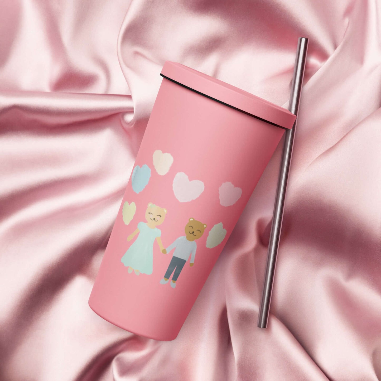 Insulated tumbler with a straw