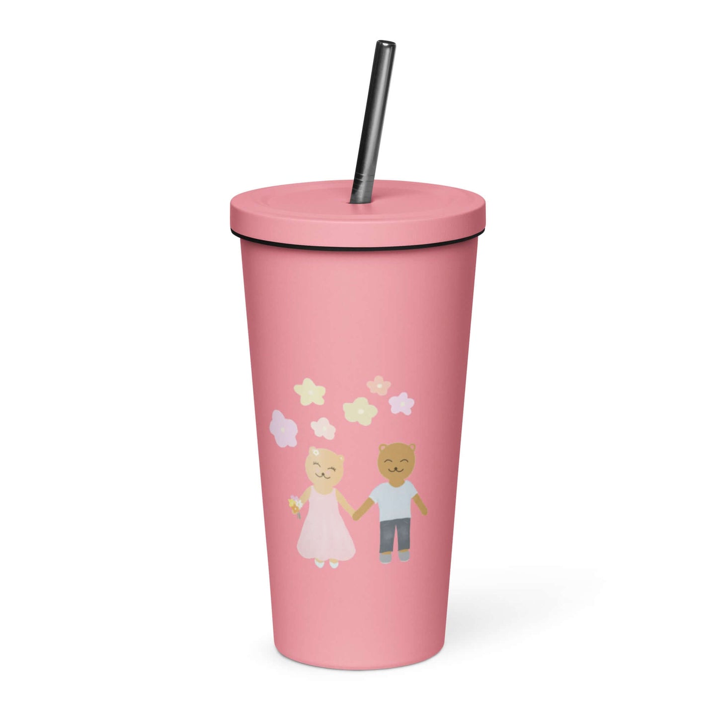 Insulated tumbler with a straw