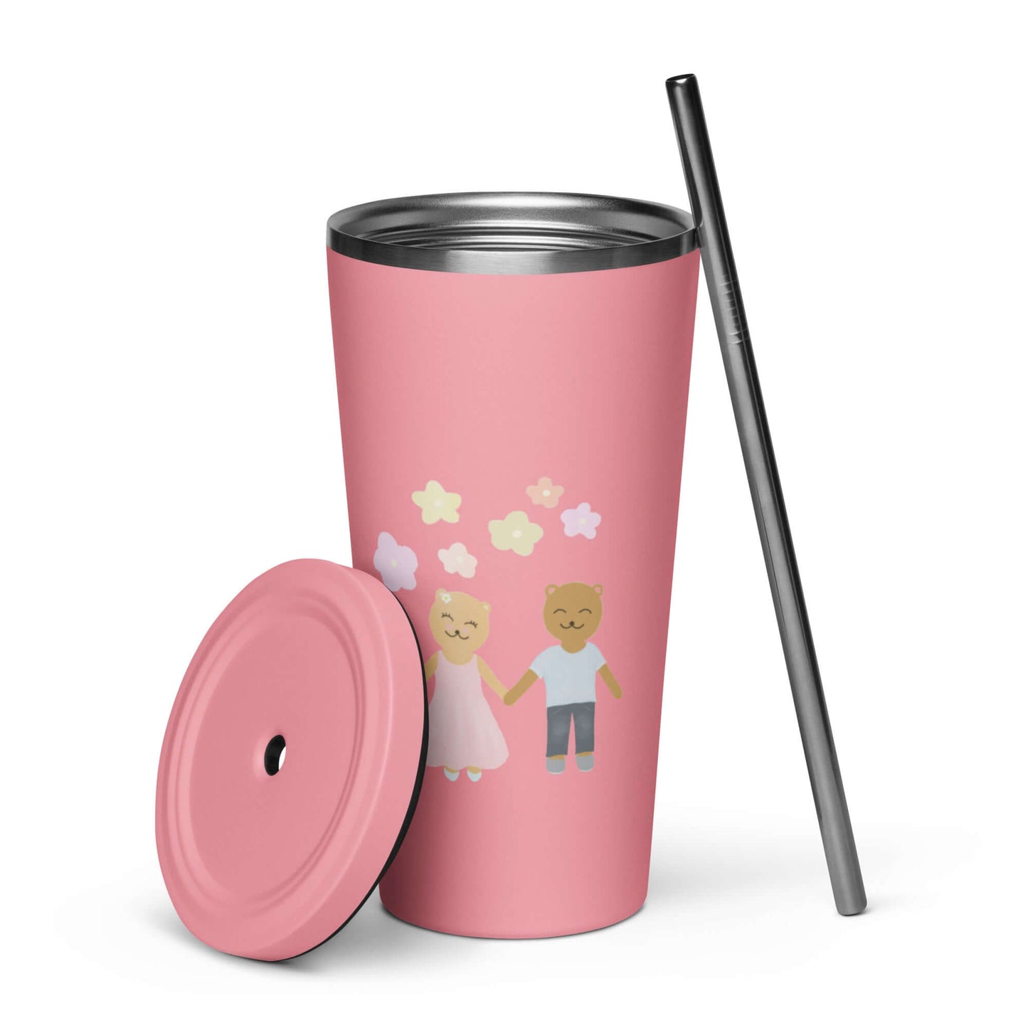 Insulated tumbler with a straw