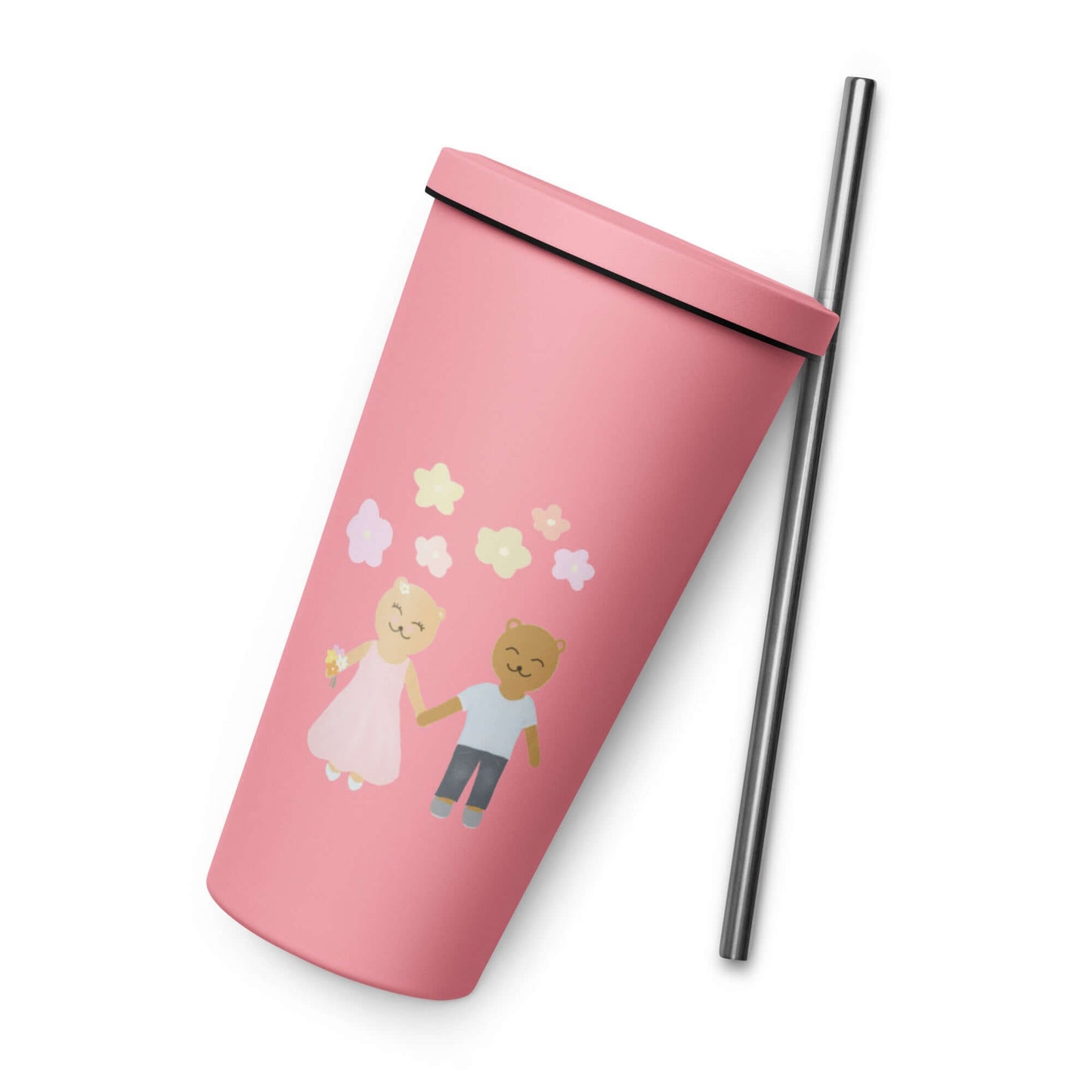 Insulated tumbler with a straw