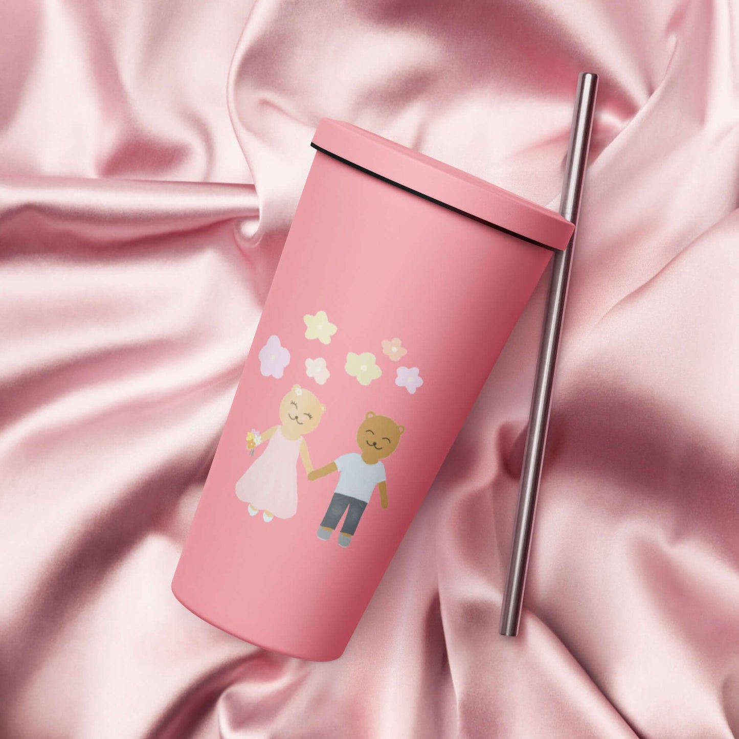 Insulated tumbler with a straw