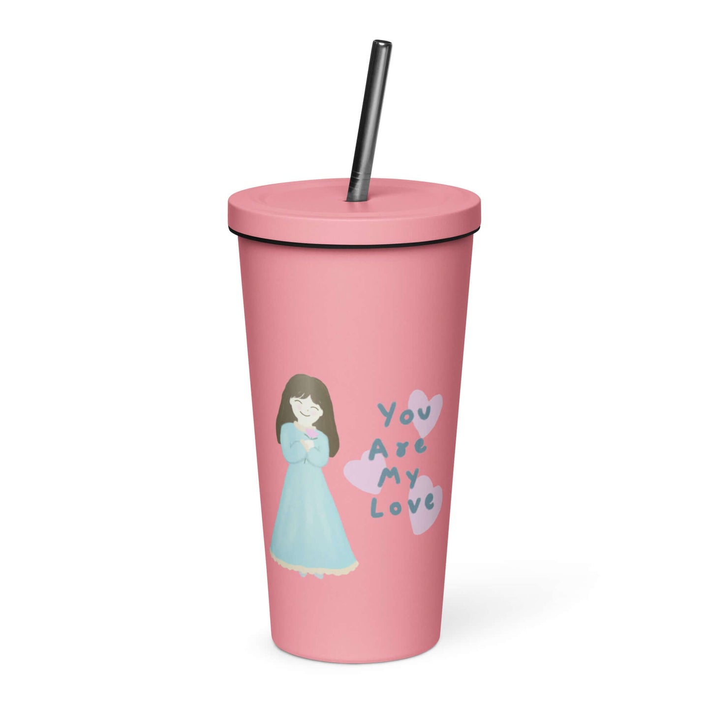 Insulated tumbler with a straw (You Are My Love)