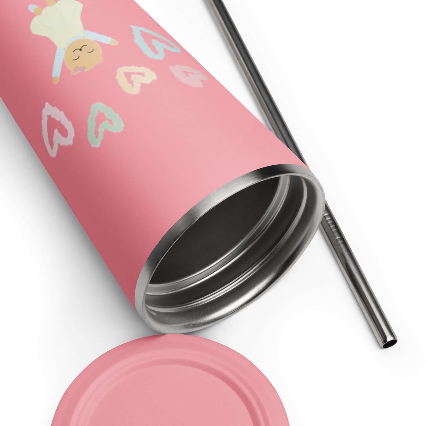 Insulated tumbler with a straw