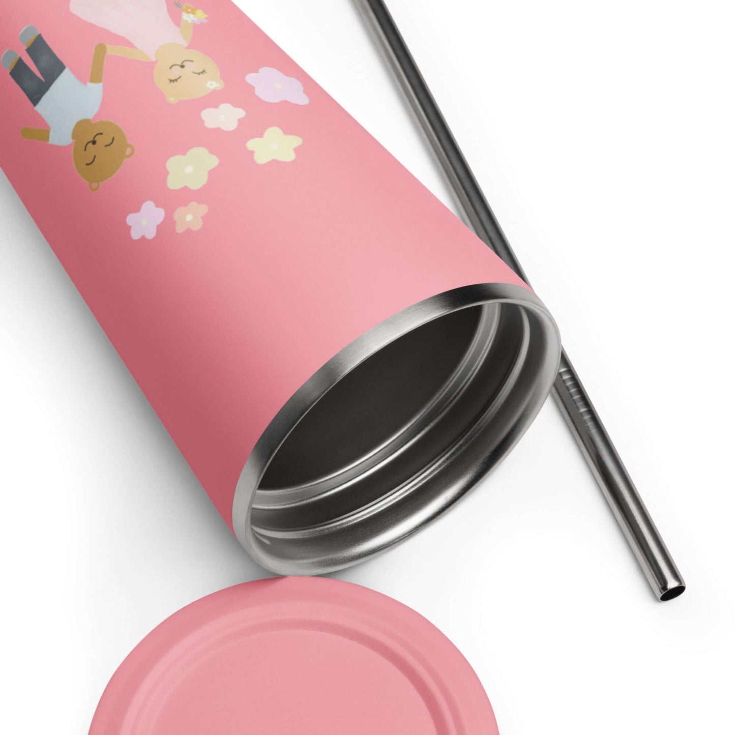 Insulated tumbler with a straw