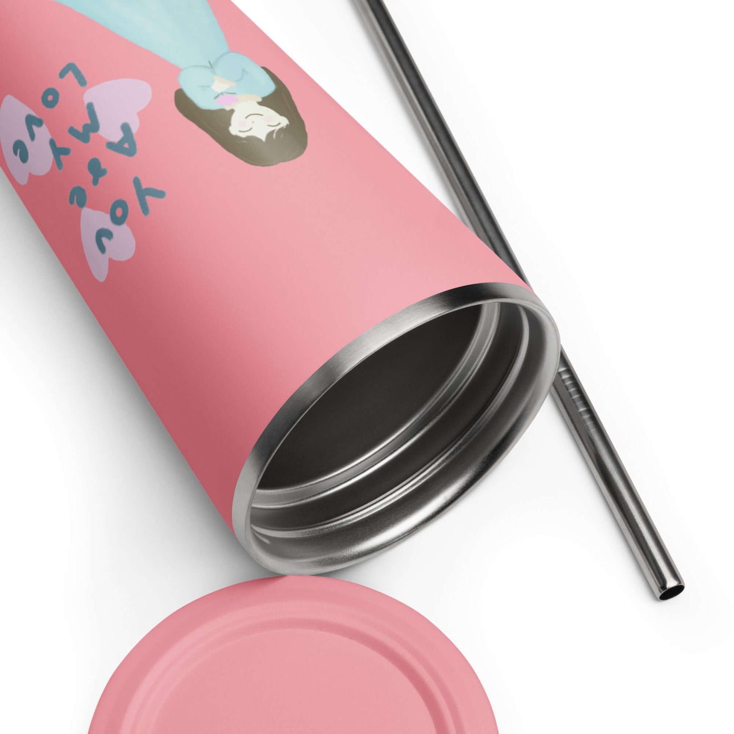 Insulated tumbler with a straw (You Are My Love)