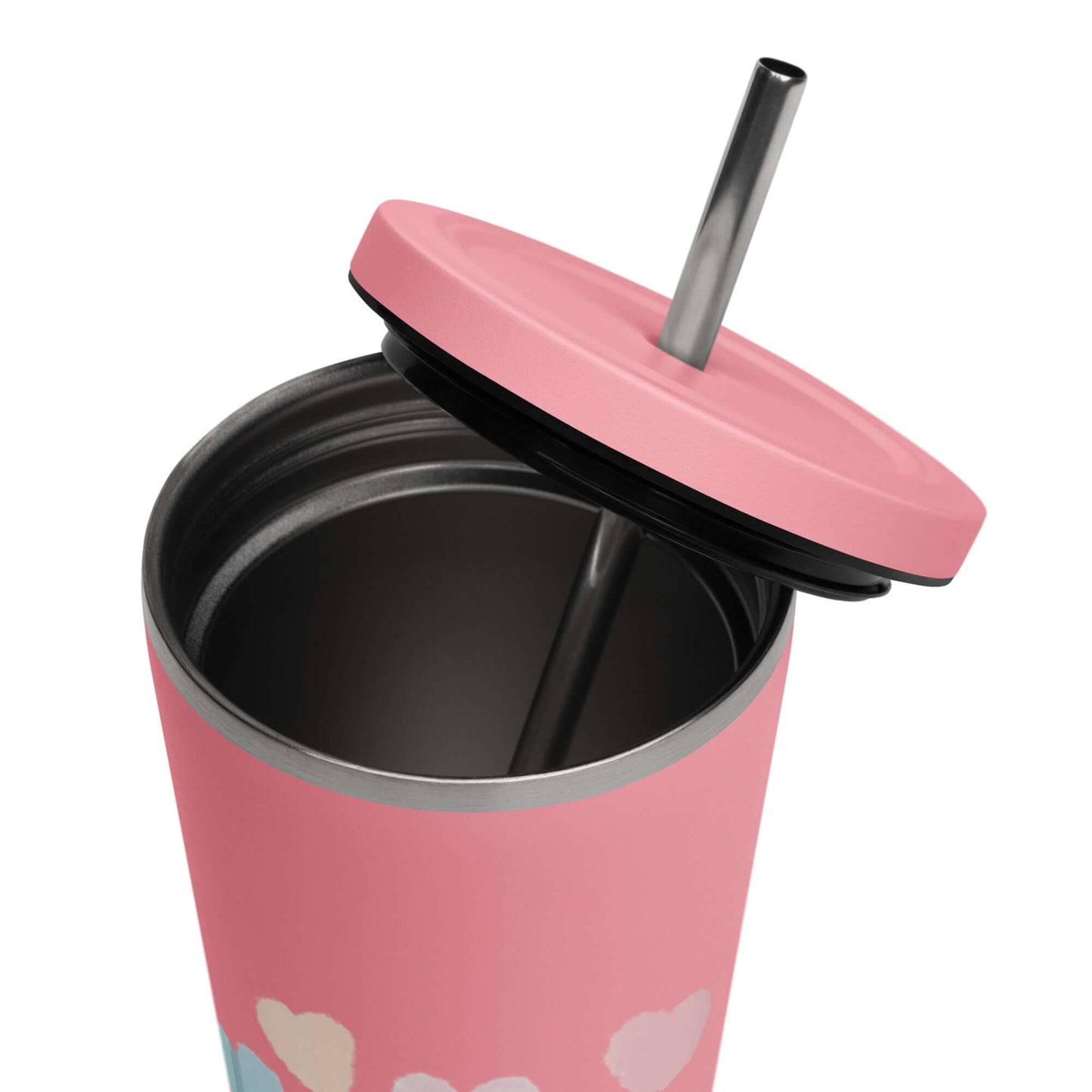 Insulated tumbler with a straw