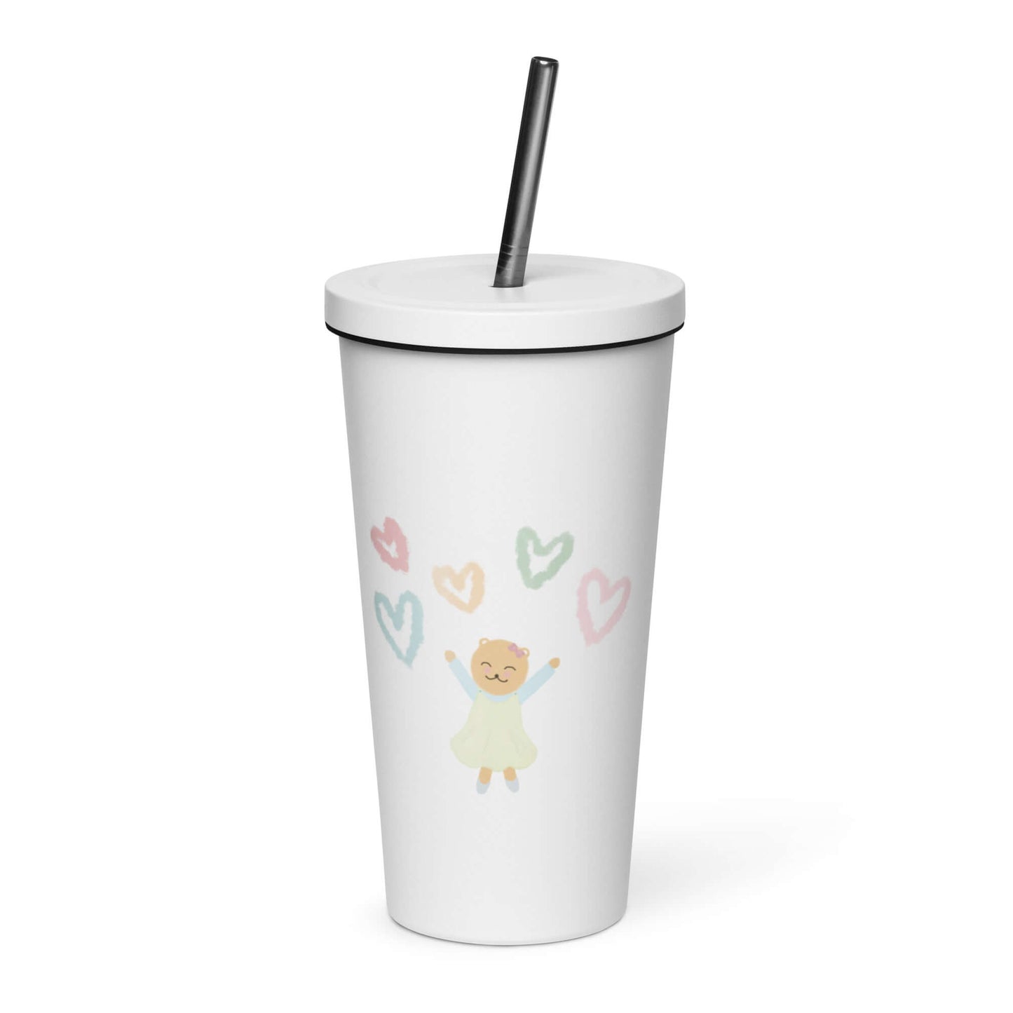 Insulated tumbler with a straw