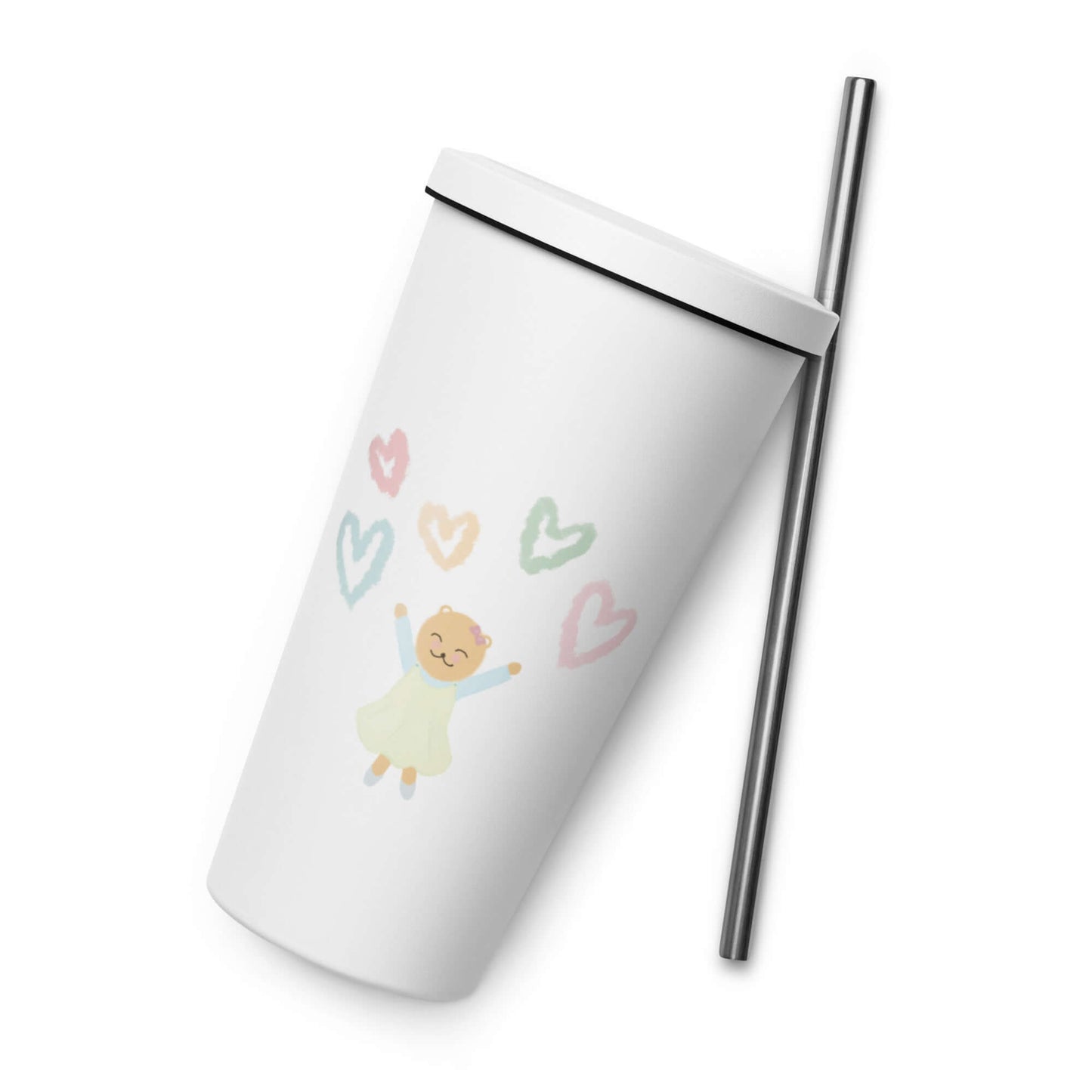 Insulated tumbler with a straw