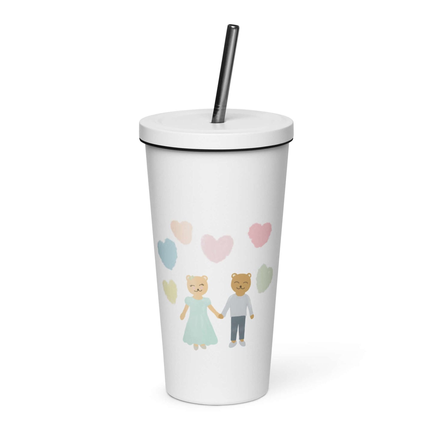 Insulated tumbler with a straw