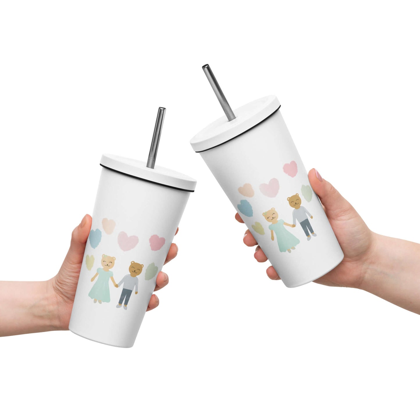 Insulated tumbler with a straw