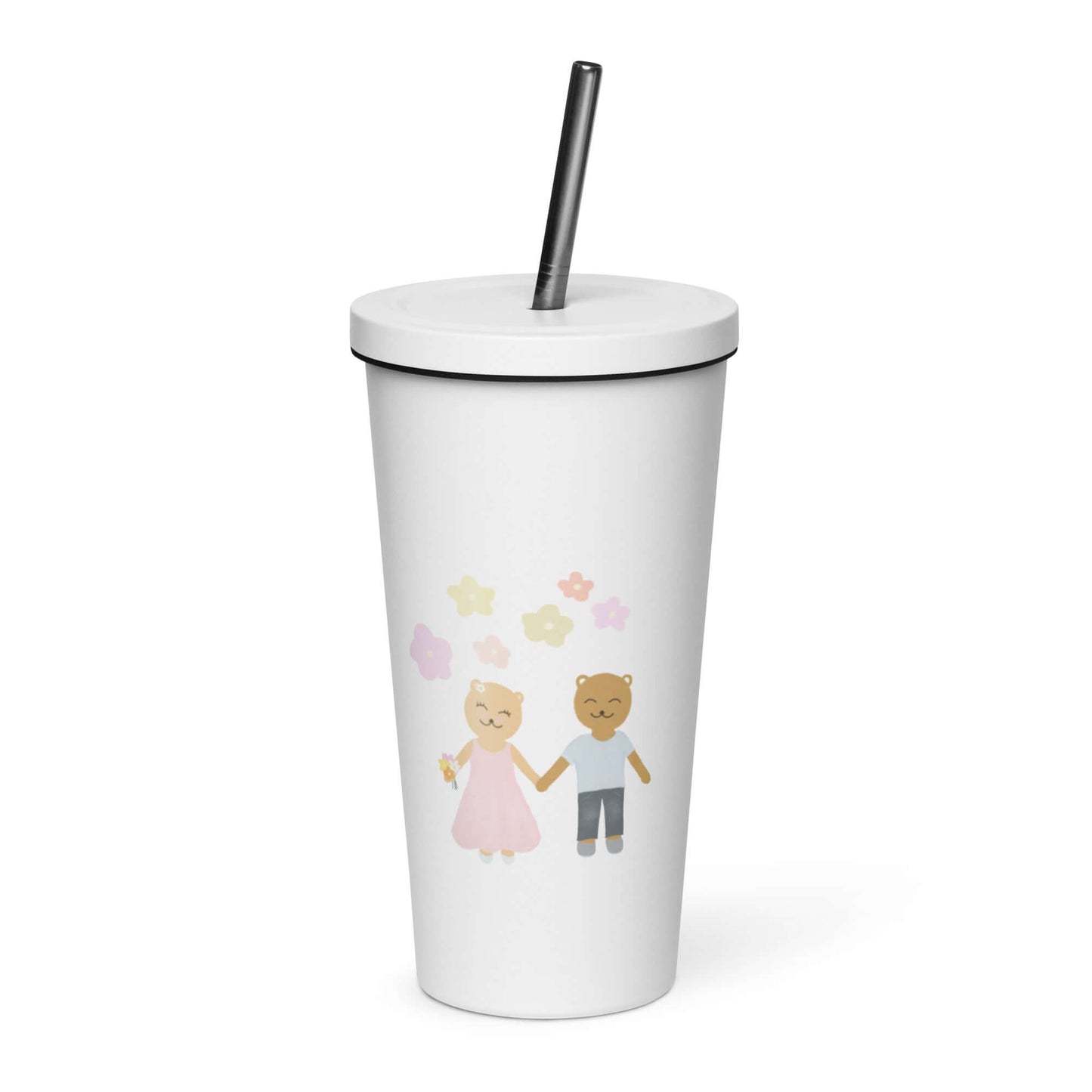 Insulated tumbler with a straw