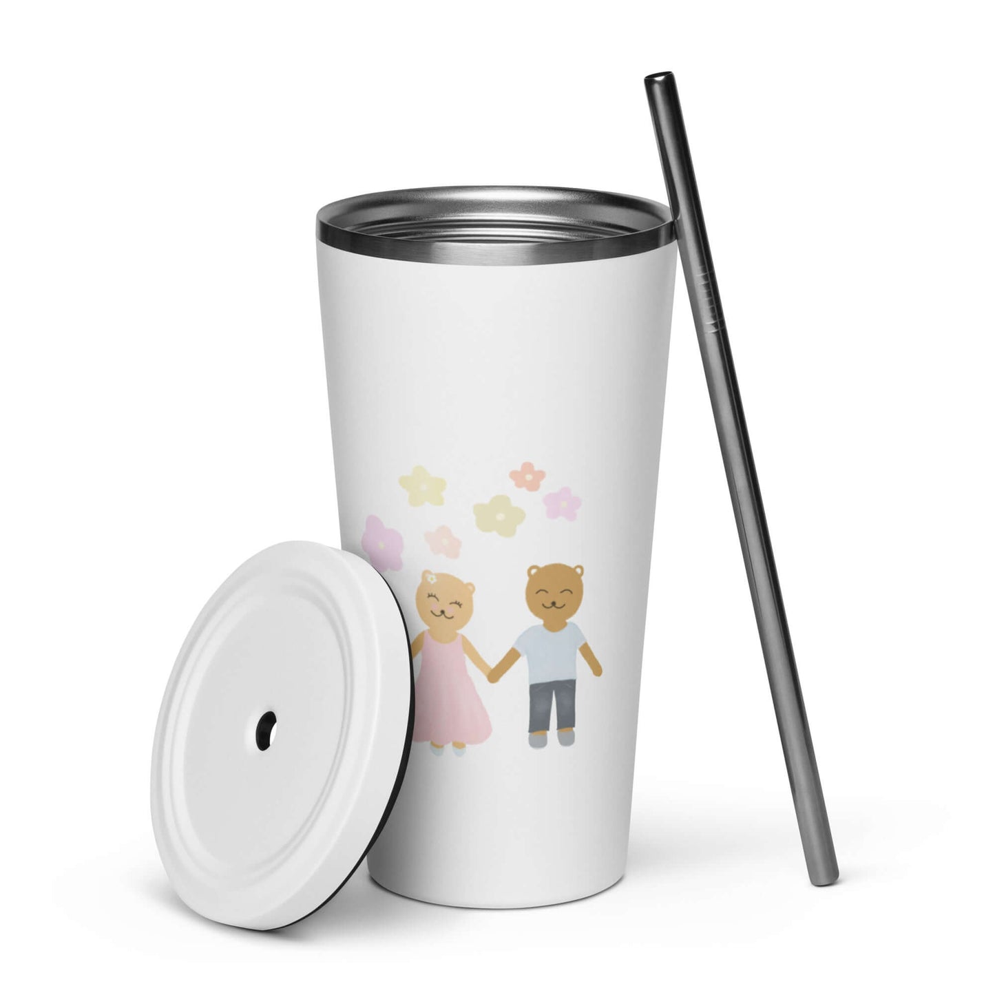 Insulated tumbler with a straw